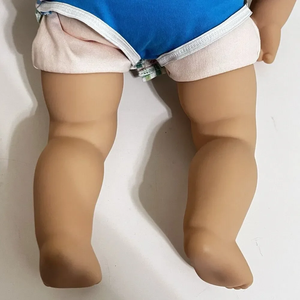 American Girl Bitty Baby Boy Twin Doll Brown Hair Brown Eyes Plaid Shirt 16